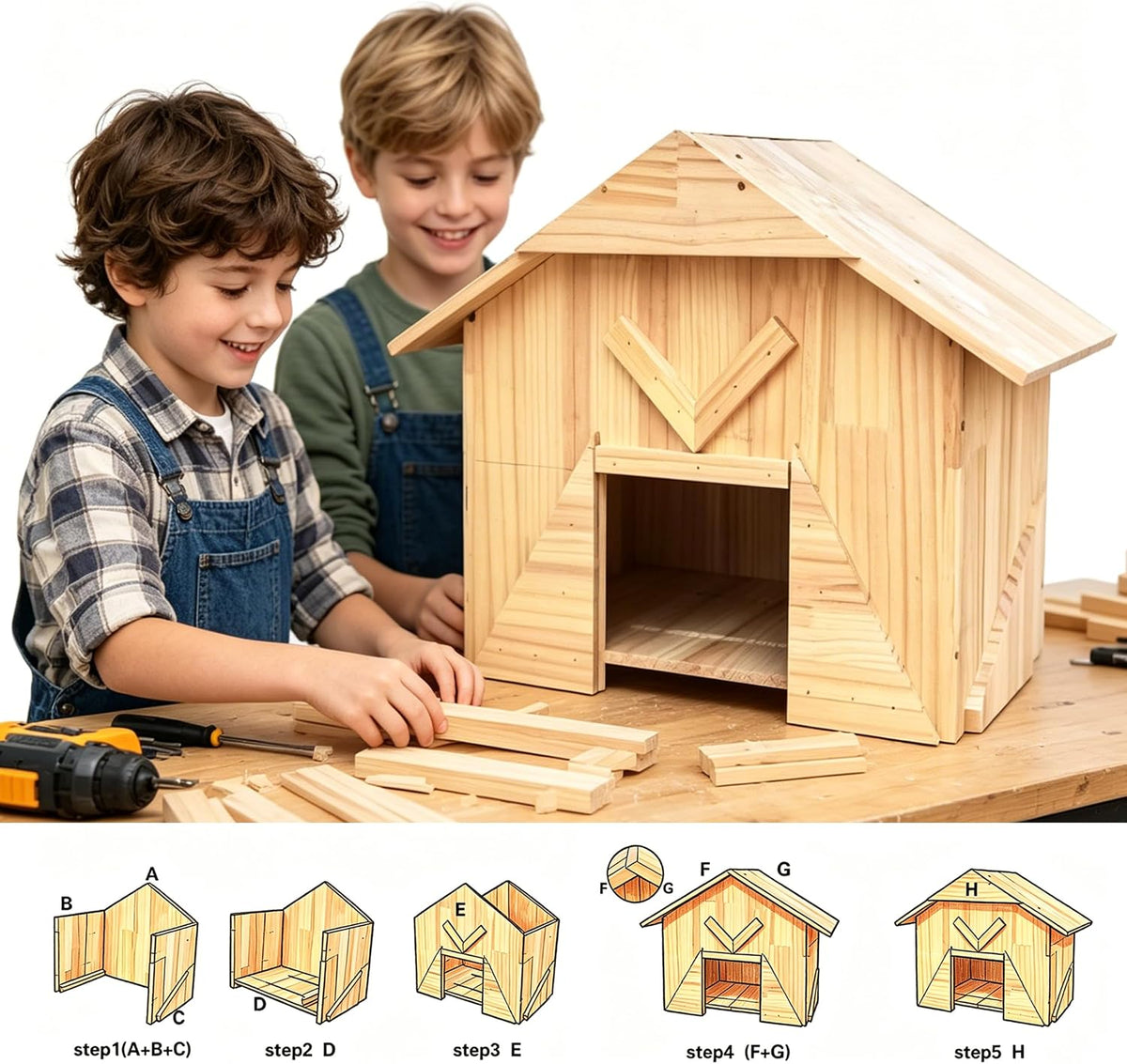 Handcrafted Extra Large Solid Wood Duck Coop - Spacious Outdoor Poultry House for Ducks, Chickens & More, Easy