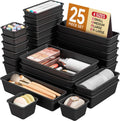 25 PCS Plastic Drawer Organizers Set, 4 Sizes Vanity Organizer, Makeup and Desk Drawer Organizer Trays, Organization
