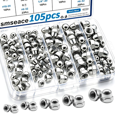 105Pcs 304 Stainless Steel SAE Acorn Nuts Assortment Kit