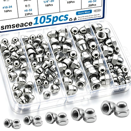 105Pcs 304 Stainless Steel SAE Acorn Nuts Assortment Kit