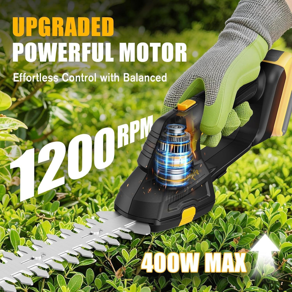 Cordless Hedge Trimmer/Grass Shears Compatible with Dewalt 20V MAX Battery | 2-in-1 Design, 9” Hedge Blade & 4.35”