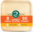 8 Inch Disposable Bamboo Plates (50 Pack, Square)