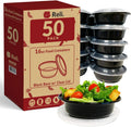 Meal Prep Bowls w/Lids - 50 Pack (16 oz) To Go Containers