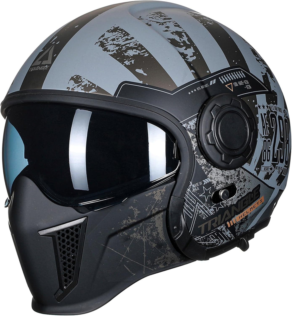 Convertible Full Face Motorcycle Helmet DOT Approved for Men Women | Detachable mask transforms to 3/4 open face