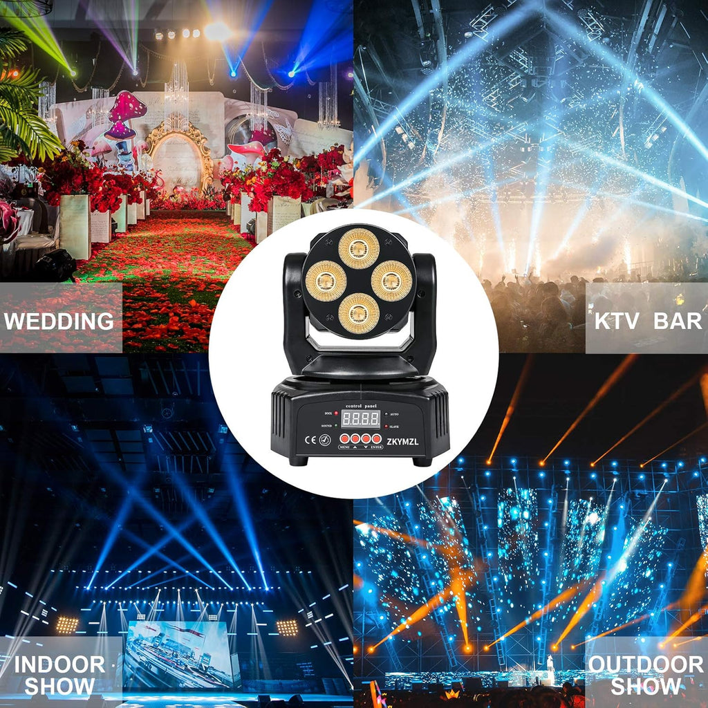 RGBWA/UV 6 in 1 LED Stage Lighting Mini 50W Wash Rotating Light Moving Head dj Lights with DMX512 for Parties Disco