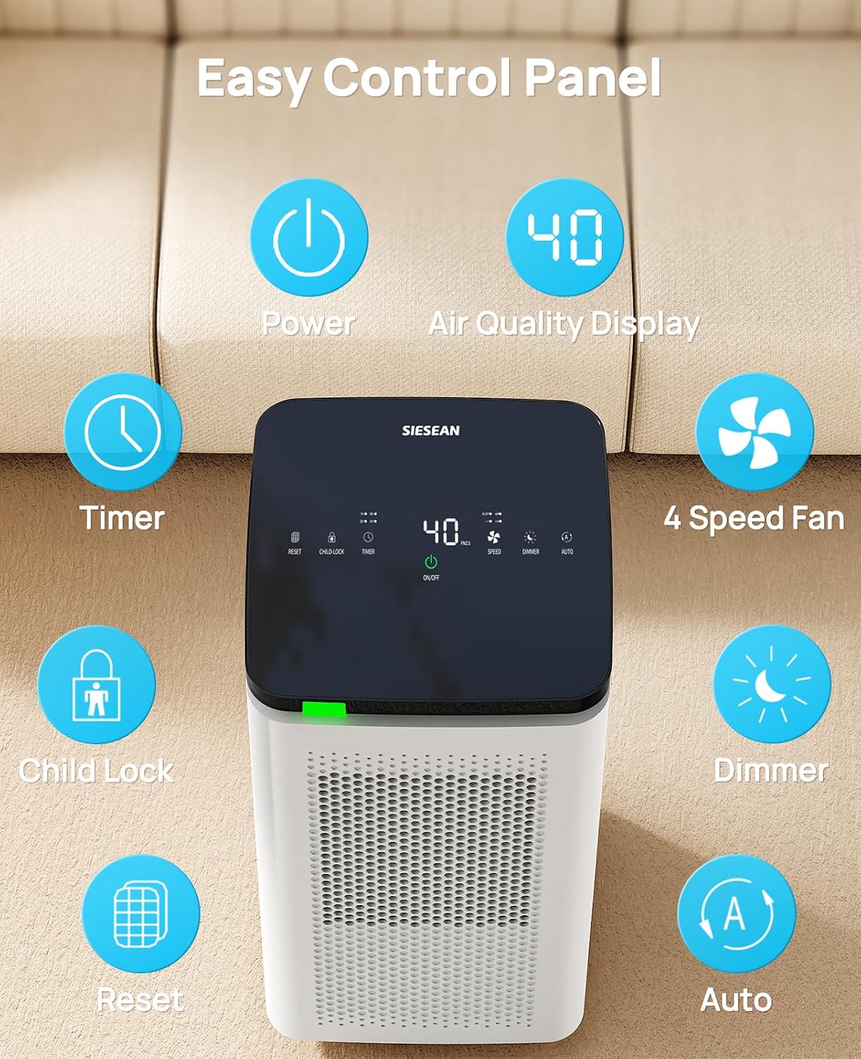 Hepa Air Purifiers for Home up to 3500 Ft², 235 CADR, 30dB Quiet Operation | H13 True HEPA with Carbon Filter, Air