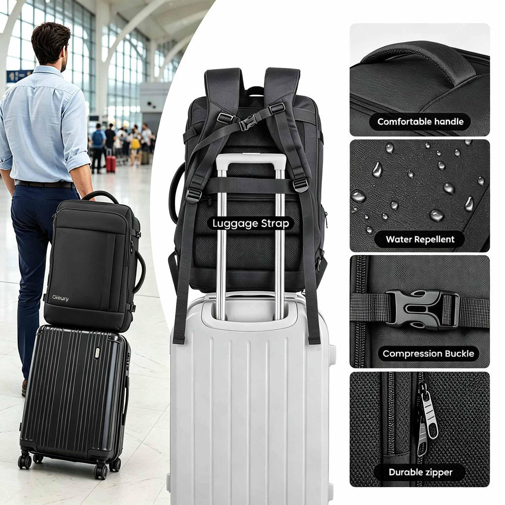 Carry On Backpack TSA Flight Approved, 50L Big Travel Backpack for Men