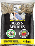 Bugs N Berries Bird Seeds for Outside Wild Birds, 4.5 Lbs | Three-bug blend with dried mealworms, raisins