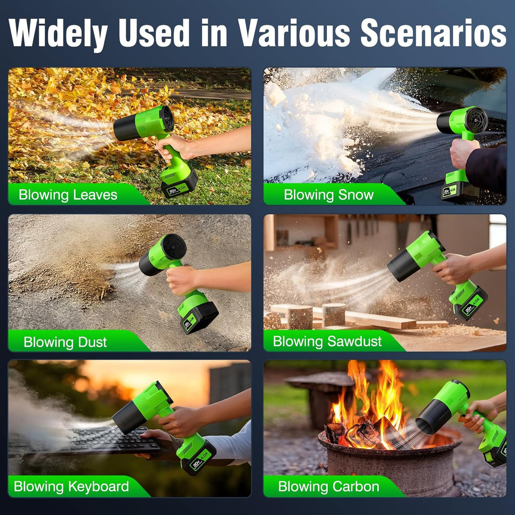 Leaf Blower Cordless, Handheld Leaf Blower with 2 X 4.0Ah Battery and Charger, Snow Blower with 6 Speed Modes