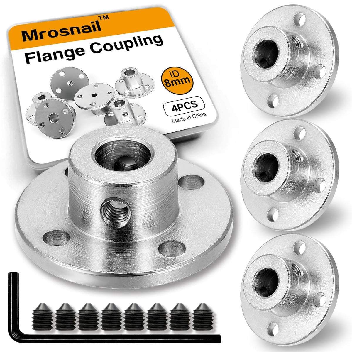 4PCS 8mm Shaft Coupler, Rigid Flange Coupling Connector