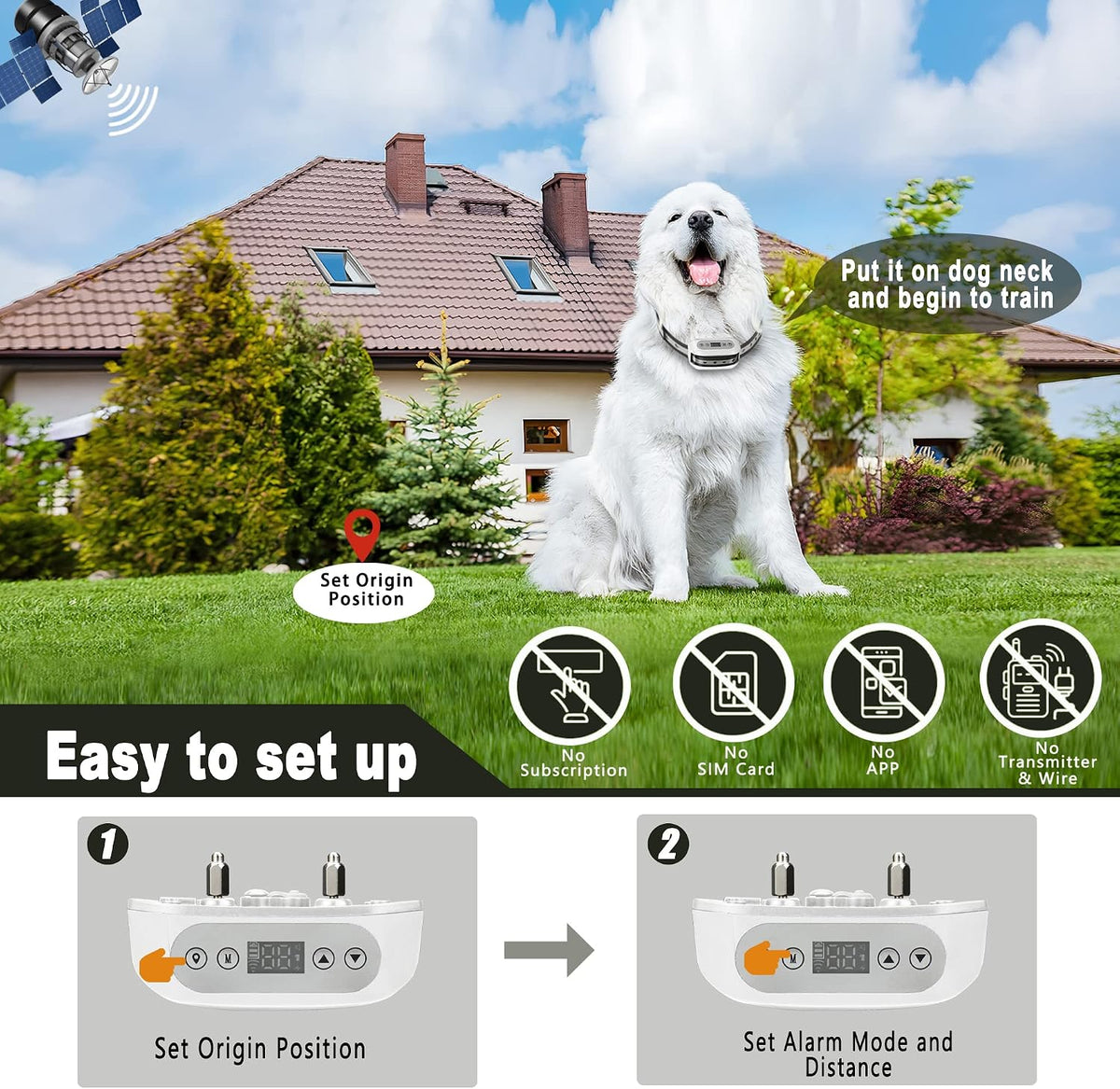 GPS Wireless Dog Fence System, Electric Satellite Technology Pet Containment System by GPS Signal Boundary for Dogs