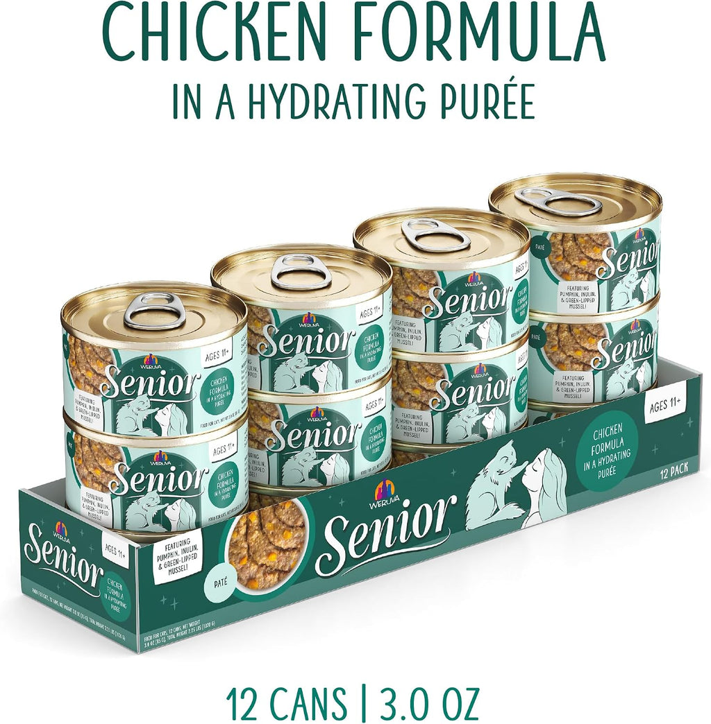 Senior Cat Food, Chicken in a Hydrating Purée, 3oz Can, Pack of 12
