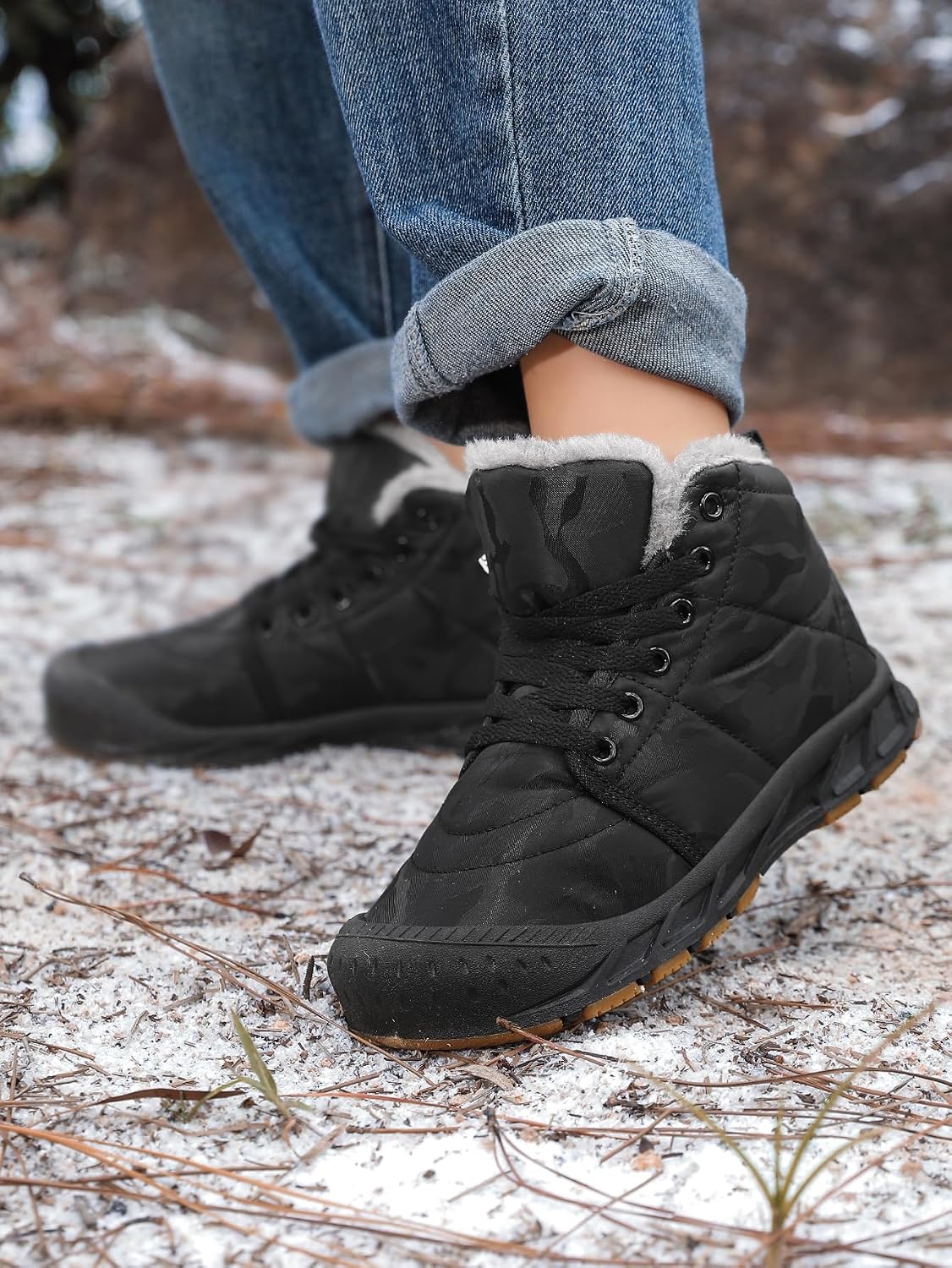 Boys Snow Boots Winter Waterproof Slip Resistant Cold Weather Shoes（Little Kid/Big Kid