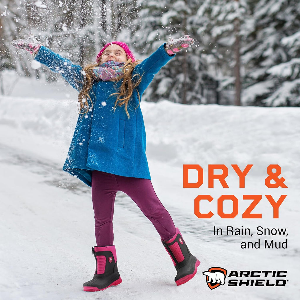 Unisex Kids Winter Boots - Warm Waterproof Insulated Comfortable Easy On/Off Kids Snow Boots for Boys and Girls
