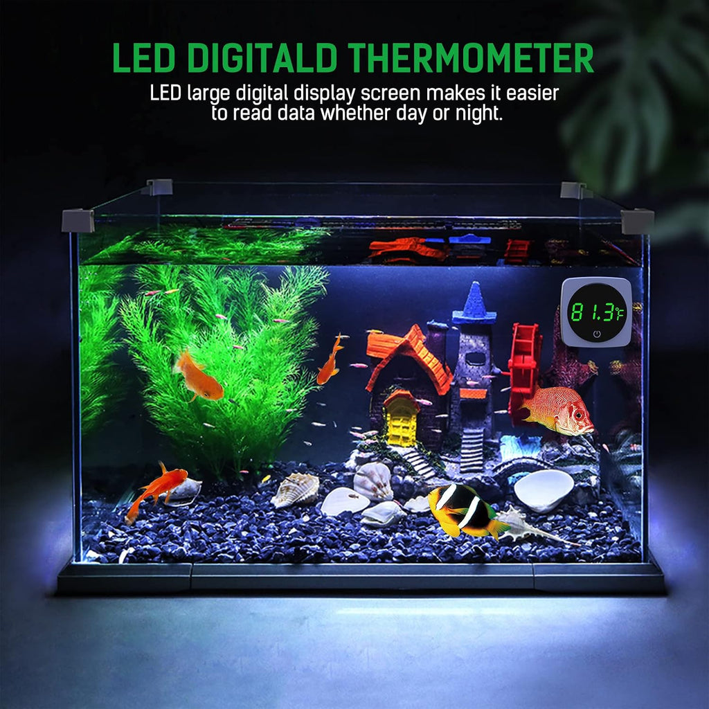 Aquarium Thermometer, LED Digital Fish Tank Thermometer, White