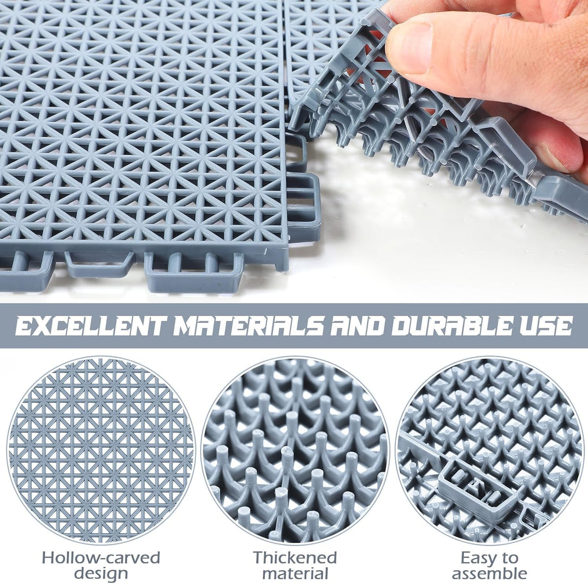 100 Pack Drainage Mats Interlocking Tiles 10" x 10" Rubber Floor Tiles Rubber Mats Non Slip Modular Interlocking