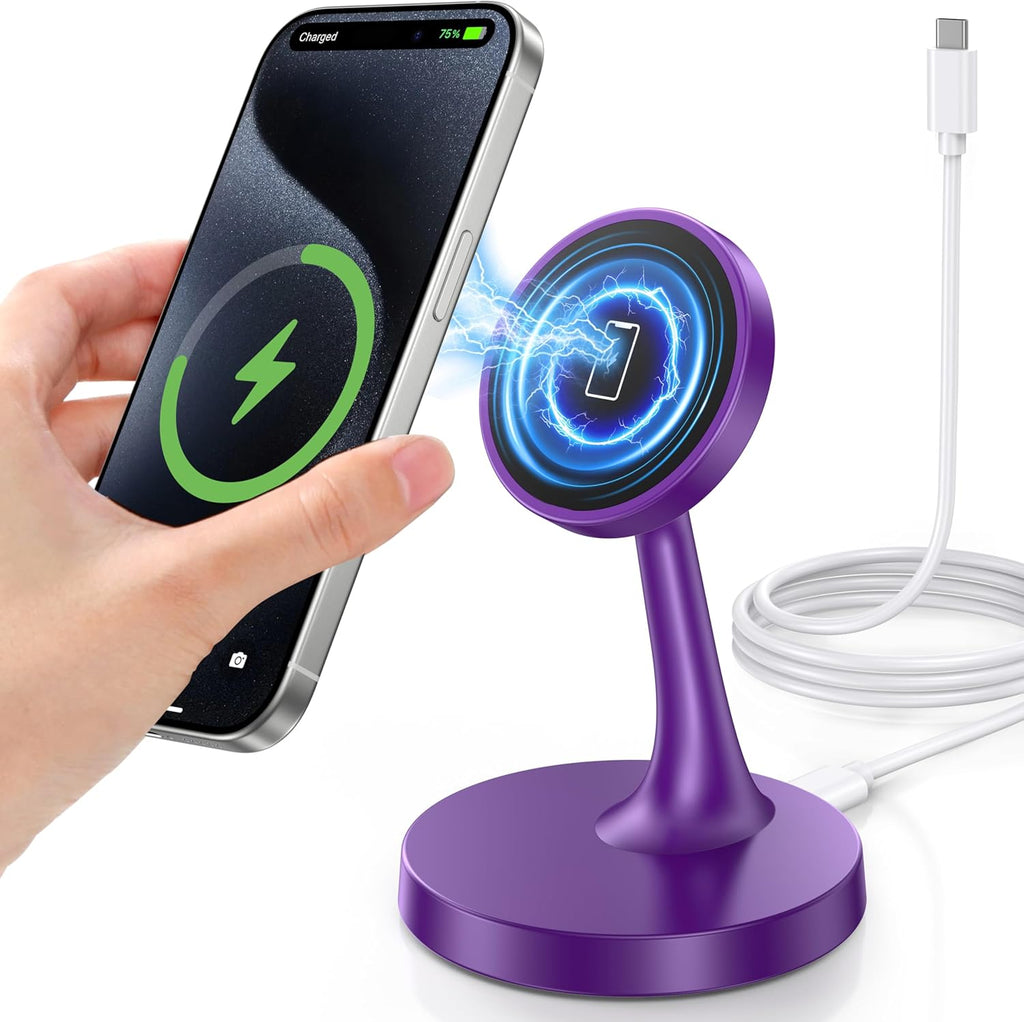 Magnetic Wireless Charger iPhone Stand, 15W Fast Mag-Safe Charger iPhone 17/17 Air/17 Pro/17 Pro Max 16/15/14/13/12