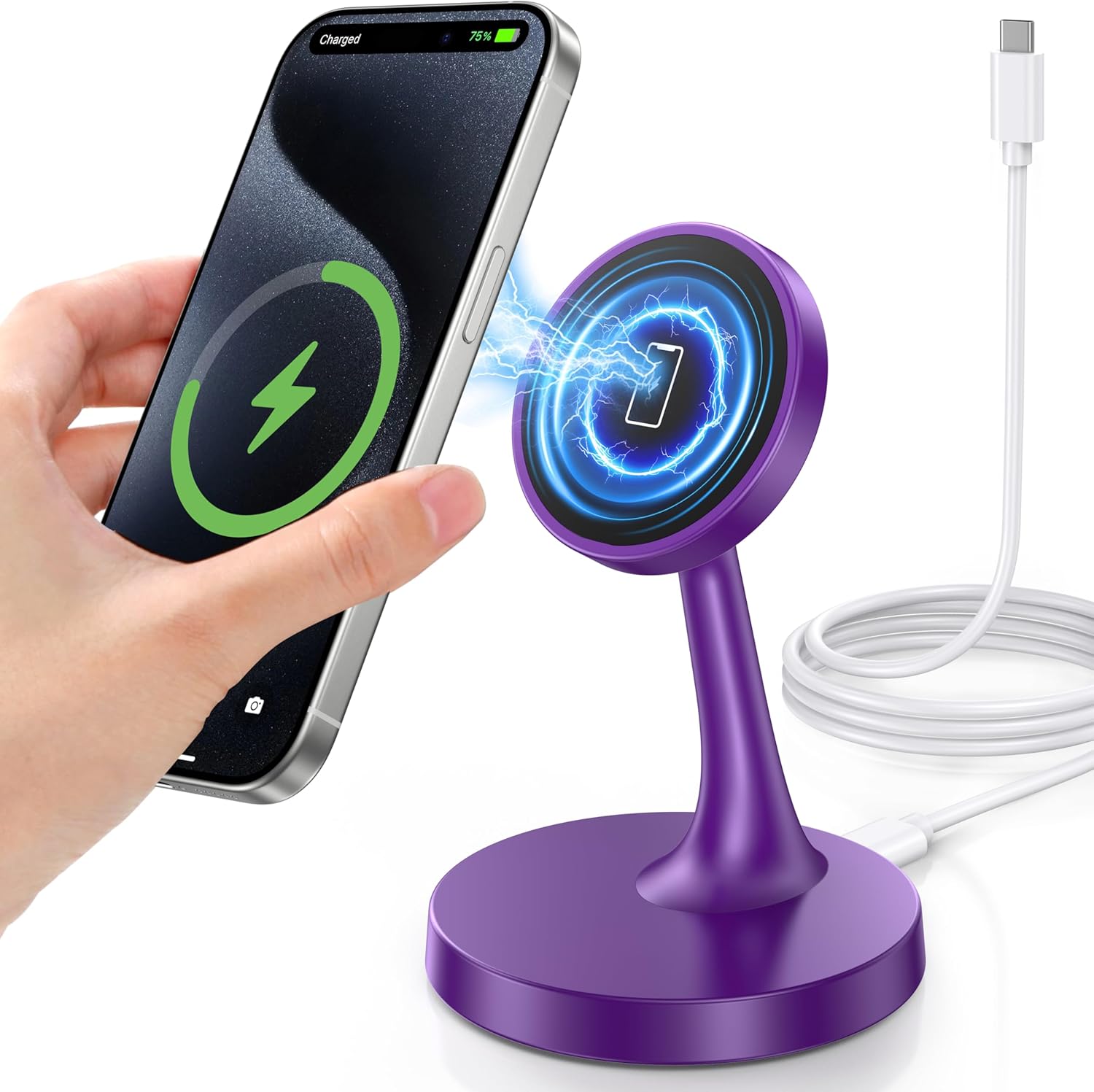 Magnetic Wireless Charger iPhone Stand, 15W Fast Mag-Safe Charger iPhone 17/17 Air/17 Pro/17 Pro Max 16/15/14/13/12