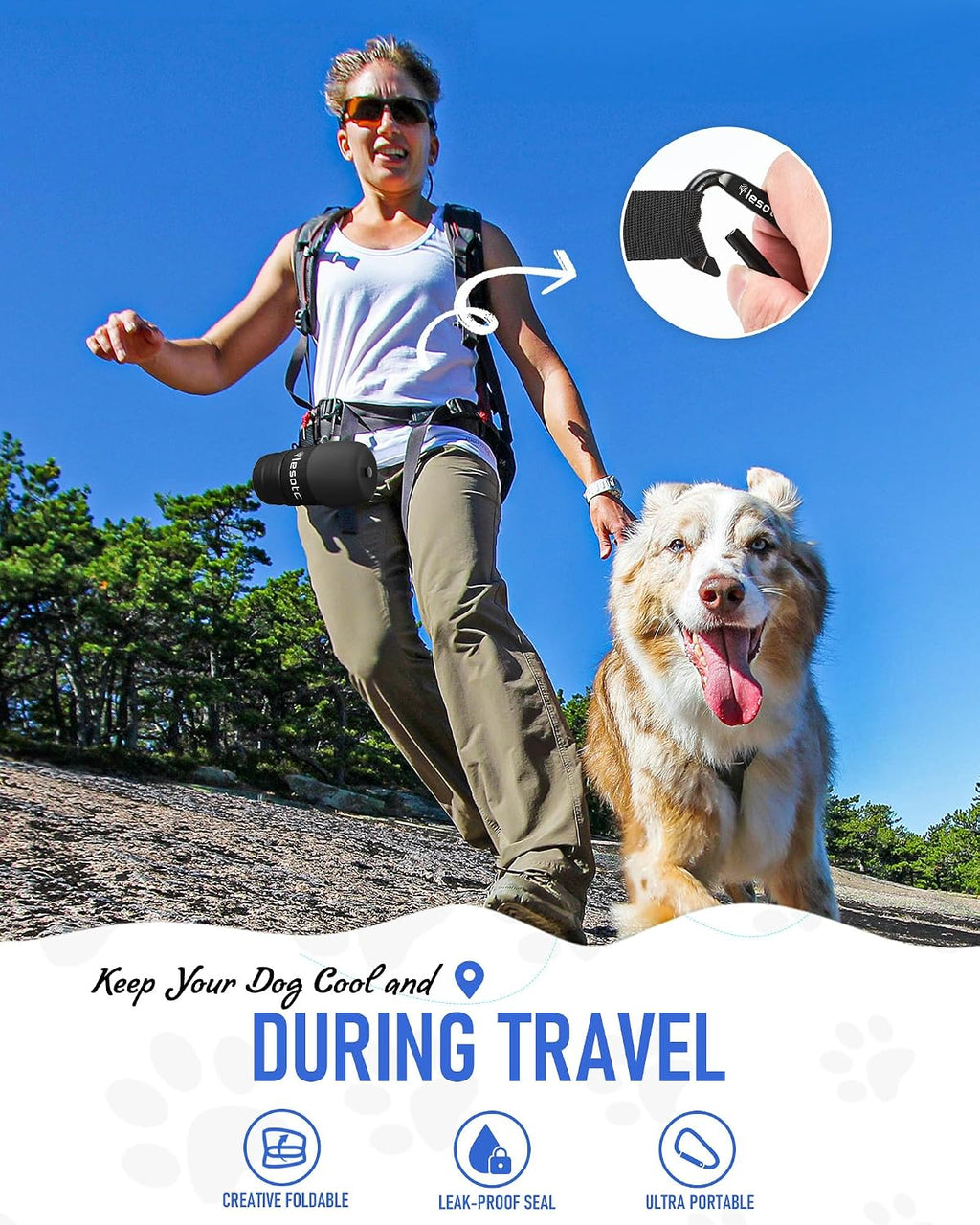 Dog Water Bottle, Portable Water Dispenser with Water Bowl, Leak Proof Pet Travel Squeeze Bottle, Puppy Essentials