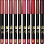 Matte Lip Crayon Set, 10PCS Lip Liner High Pigment Long Lasting Lipstick Pencil (SET A, 10 Count (Pack of 1))