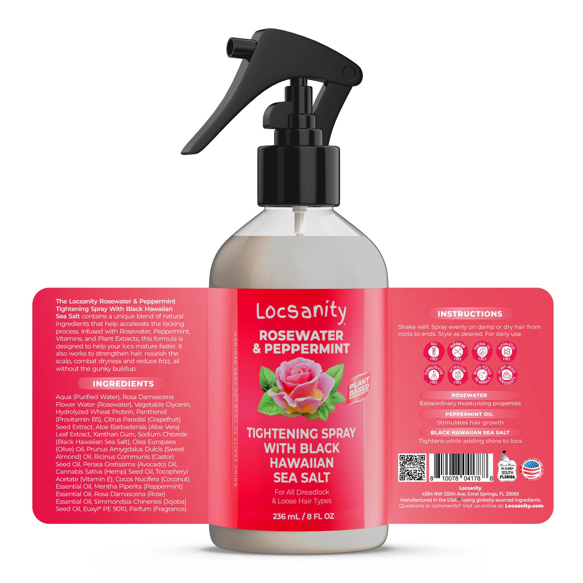 Locs Fine Mist Bundle - Locsanity Rosewater Peppermint Daily Moisturizer Spray, Shampoo, Conditioner for Dreadlocks