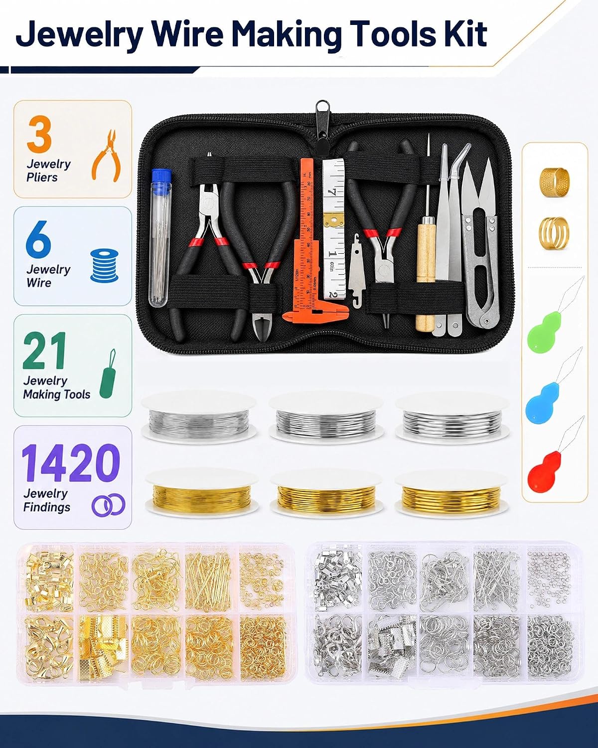 Jewelry Making Kit - Jewelry Repair Tools with Pliers, Beading & Craft Wire | Jewelry Making Supplies Kit with Jump