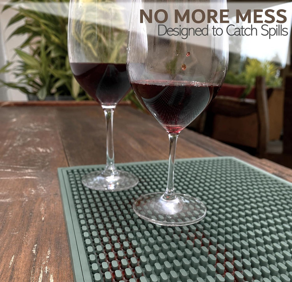 Rubber Bar Mat – Non-Slip Spill & Drip Mat for Bartending, Coffee Bar & Kitchen Countertop, Thick Durable Counter