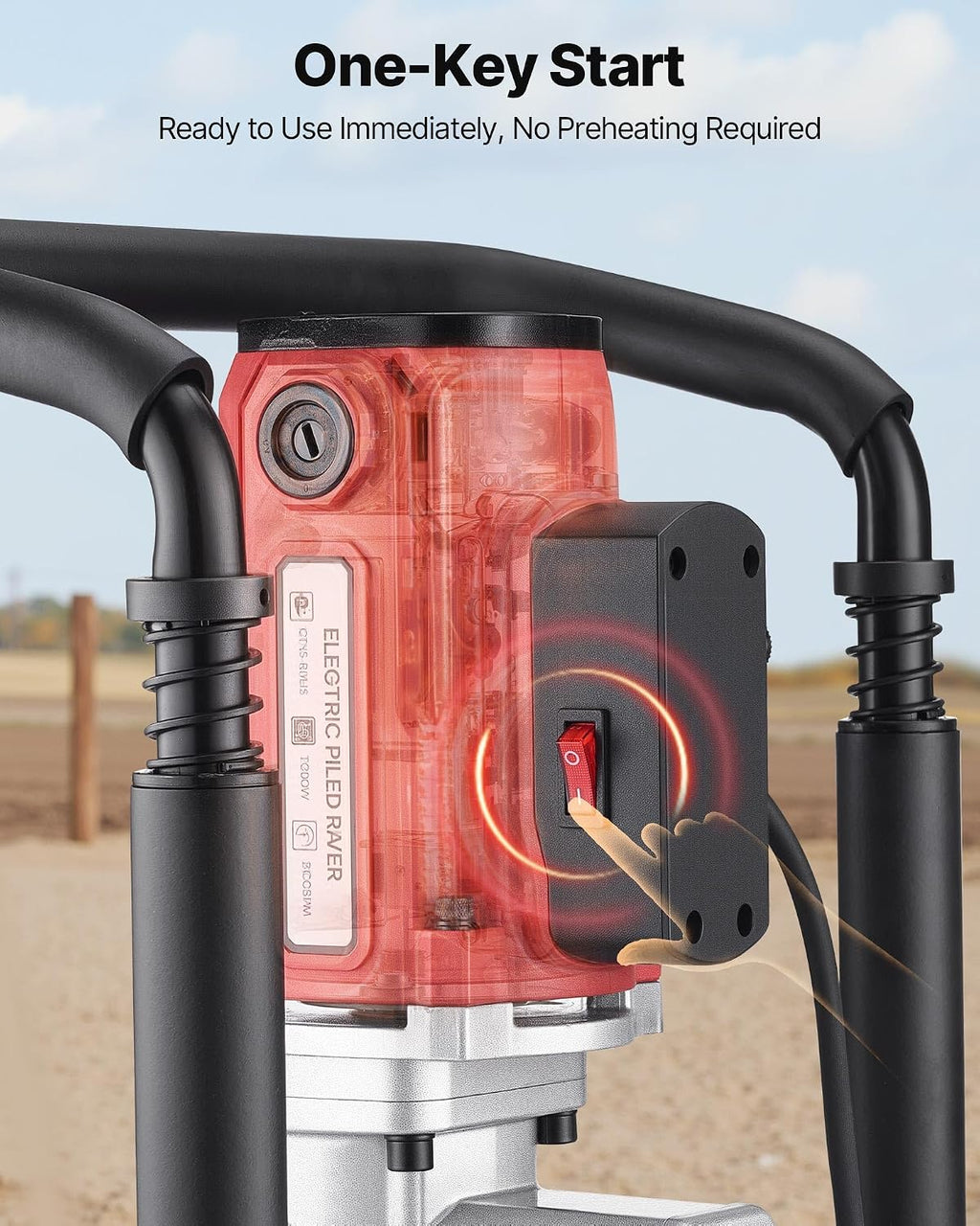 Electric T Post Driver, 2200W Handheld Powerful Post Pounder, with 2.17 in/55mm, 2.76 in/70mm Sleeves