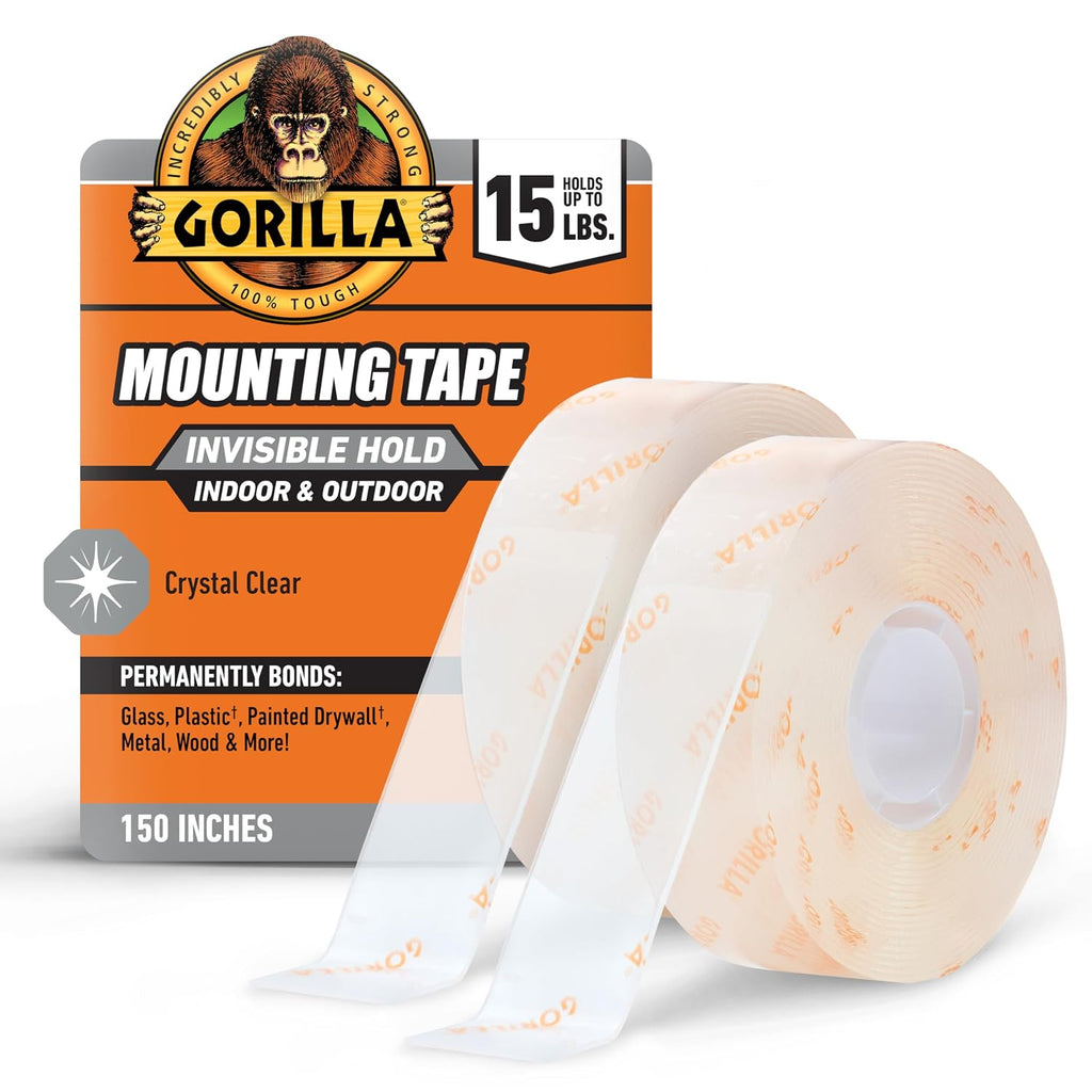 Invisible Hold Mounting Tape, Clear Double-Sided, 1" x 150", 2-Pack