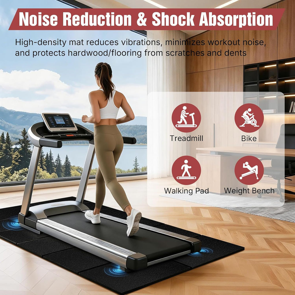 Treadmill Mat for Floor Protection, 68" × 29" Heavy Duty Exercise Equipment Mat for Home Gym, Anti-Slip Shock