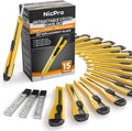 15 PCS Utility Knife, Retractable Box Cutters Razor Knife Snap 9mm