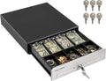 13" Cash Register Drawer for Point of Sale (POS) System, 4 Bill 5 Coin Cash Tray, Black and Stainless Steel Front