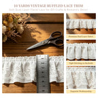 10 Yards White Vintage Double-Layer Lace Trim Ruffle Ribbon