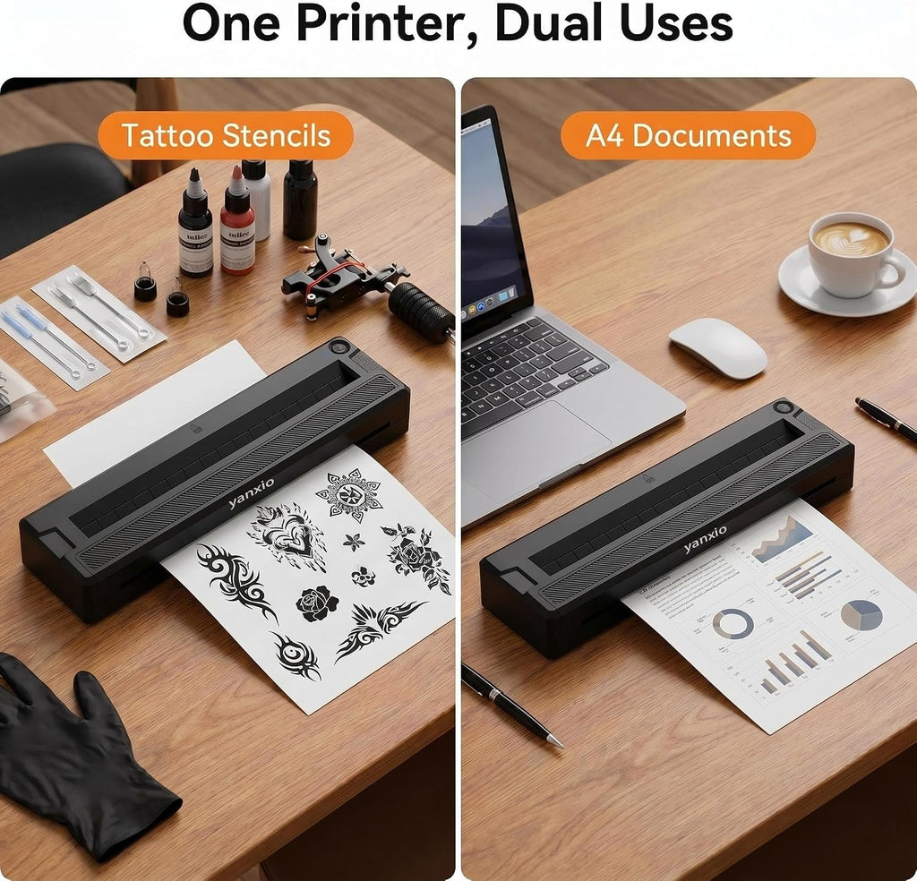 Tattoo Stencil Printer for Beginners & Artists, Wireless Thermal Tattoo Printer With 10pcs Thermal Paper & 3Pcs