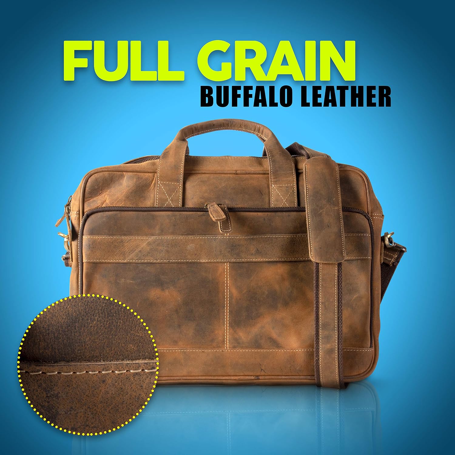 Leather briefcase 16 inch Laptop Messenger Bag for Men and Women Best Office Satchel Bag