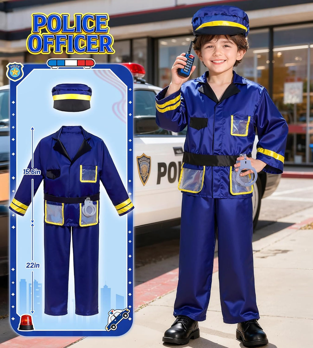 Dress Up Clothes for Kids Pretend Role Play Costumes Trunk | Toddlers Dress Up Costumes with Fireman Police Doctor