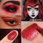 Liquid Red Metallic Eyeshadow - Pigmented True Red Sparkle Goth Eyeshadow for Blue Eyes, Long Lasting Waterproof