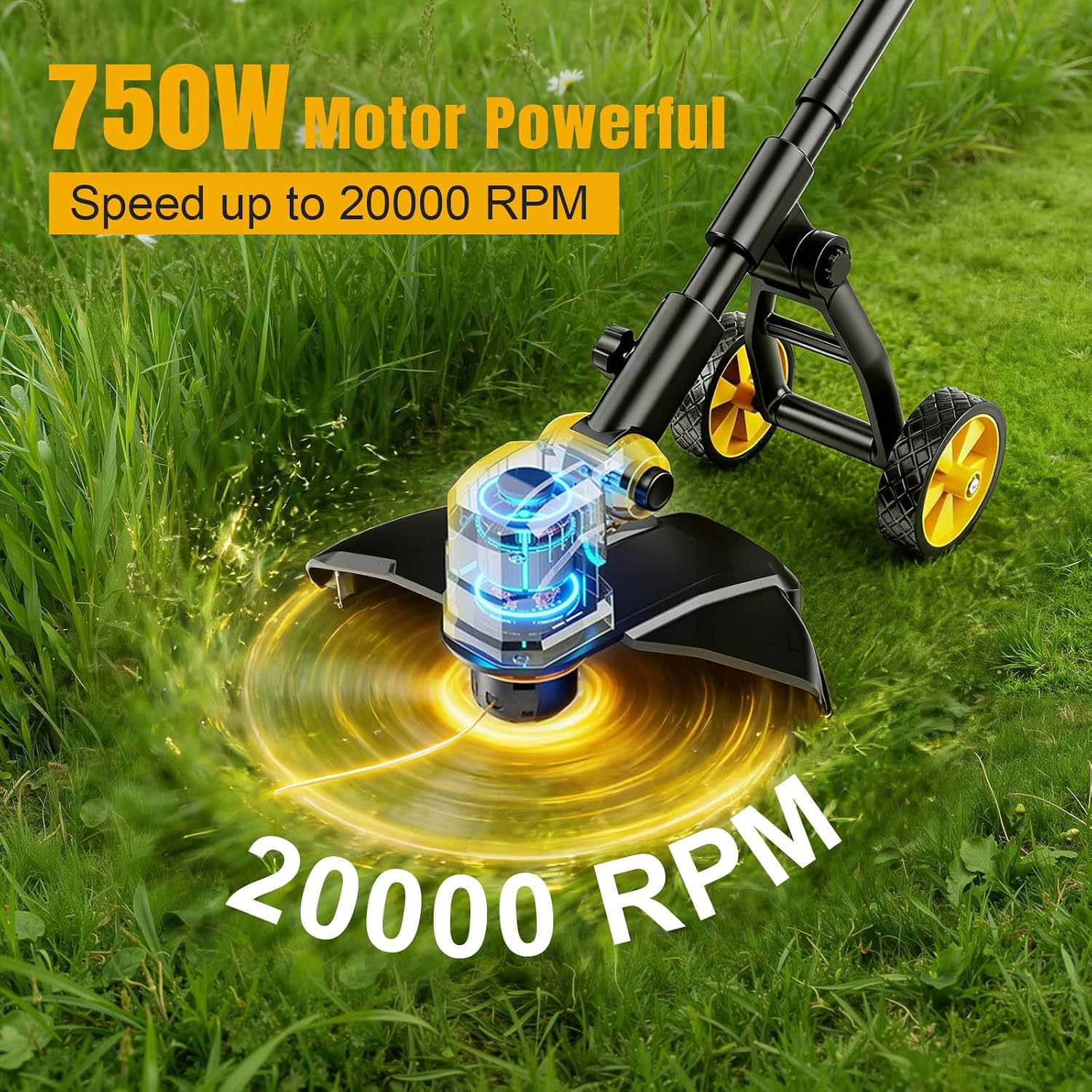 3 in 1 Cordless String Trimmer Compatible with Dewalt 20V Battery (NO Battery), 14" Electric Weed Wacker with Wheel