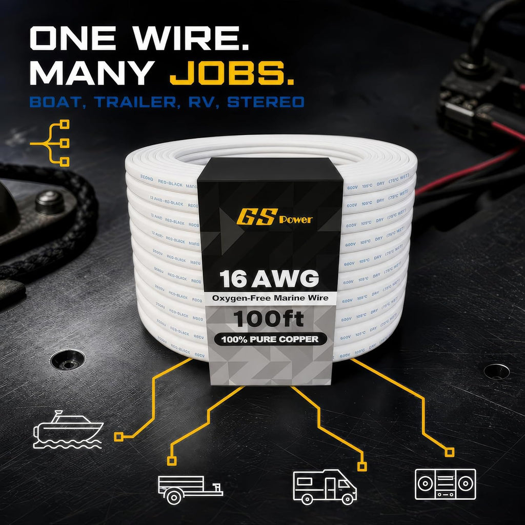 100 Ft Duplex Marine Wire, 16 Gauge Wire, Oxygen-Free Tinned Copper 16 AWG Electrical Boat Wiring, Sheathed Copper
