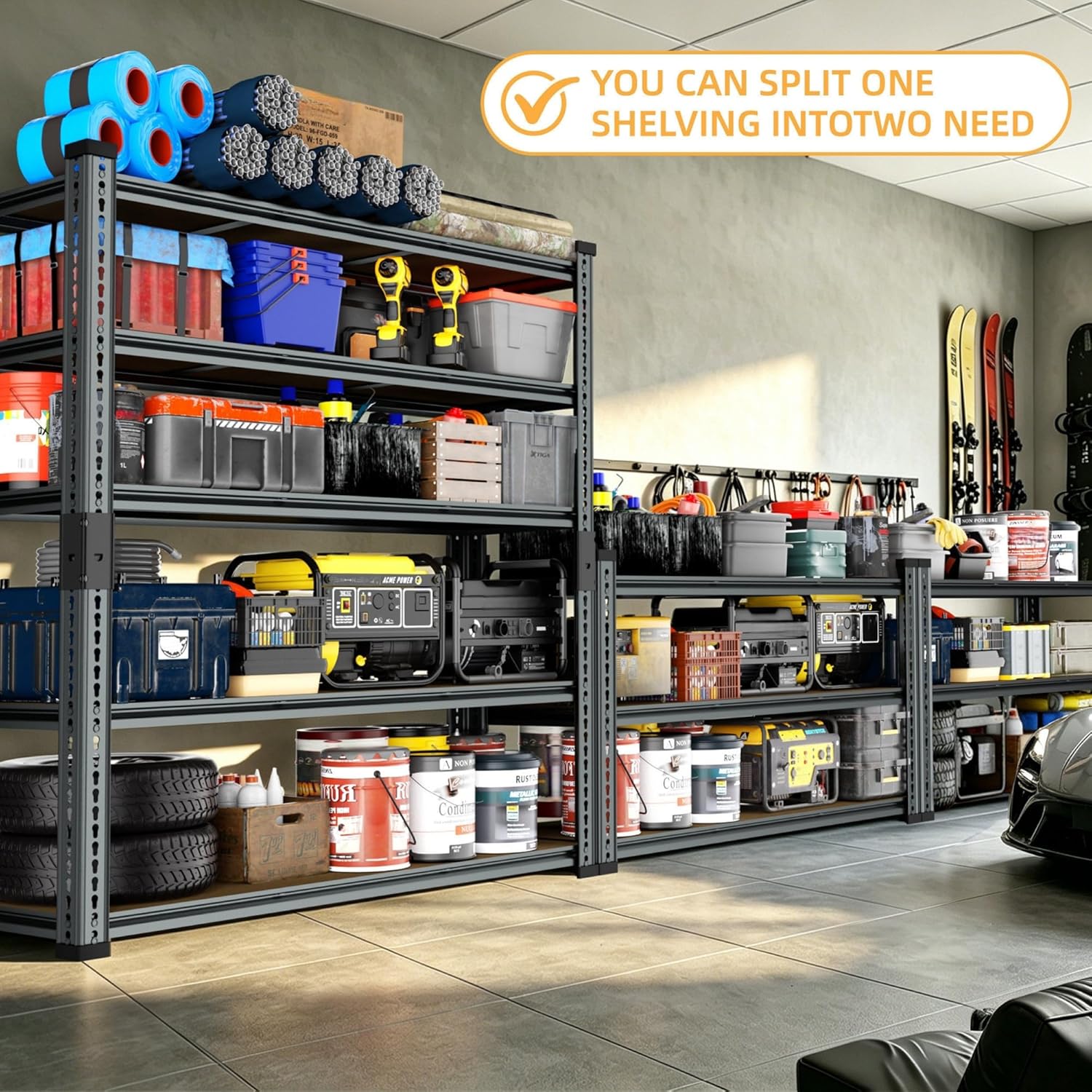 Shelving Unit, 2850LBS Heavy Duty Metal Shelves for Storage, 5-Tier Adjustable Boltless Storage Rack for Kitchen