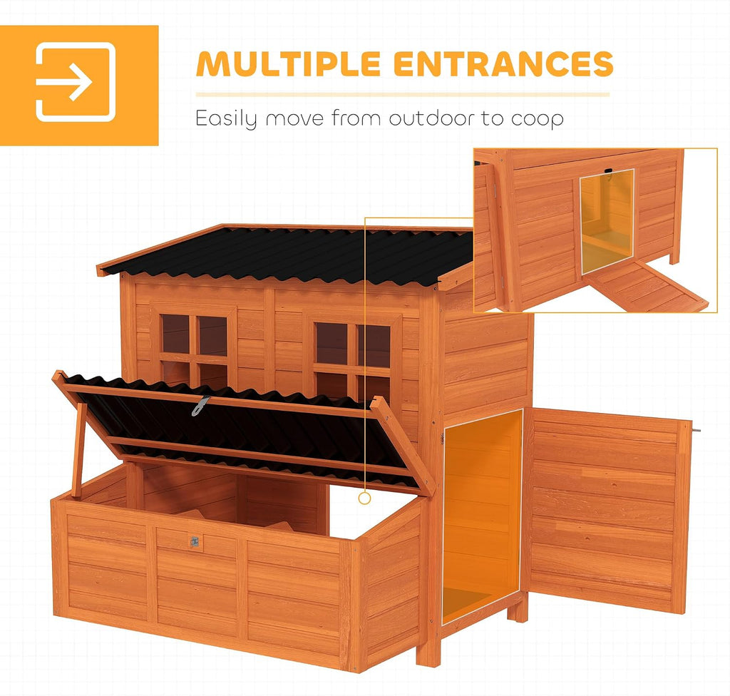 Wooden Chicken Coop 39" with Nesting Box for 2-4 Chickens Orange