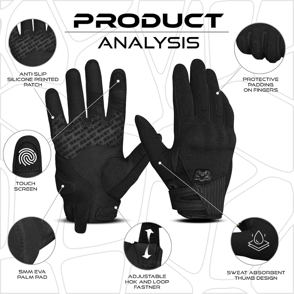 Summer Motorcycle Gloves–Breathable Touchscreen Riding Gloves for Men Women, Lightweight Off-Road Racing Guantes with