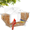 Window Bird Feeder with Dual Side Storage, Strong Suction Cups and Adhesive