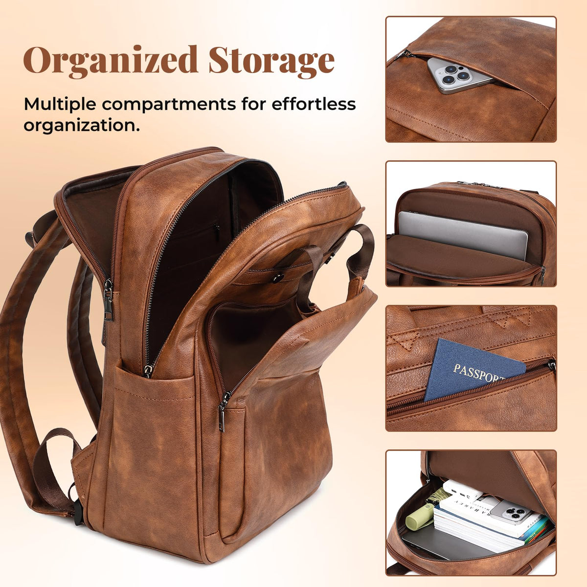 PU Leather Backpack for Women | 17 Inch Laptop Backpack