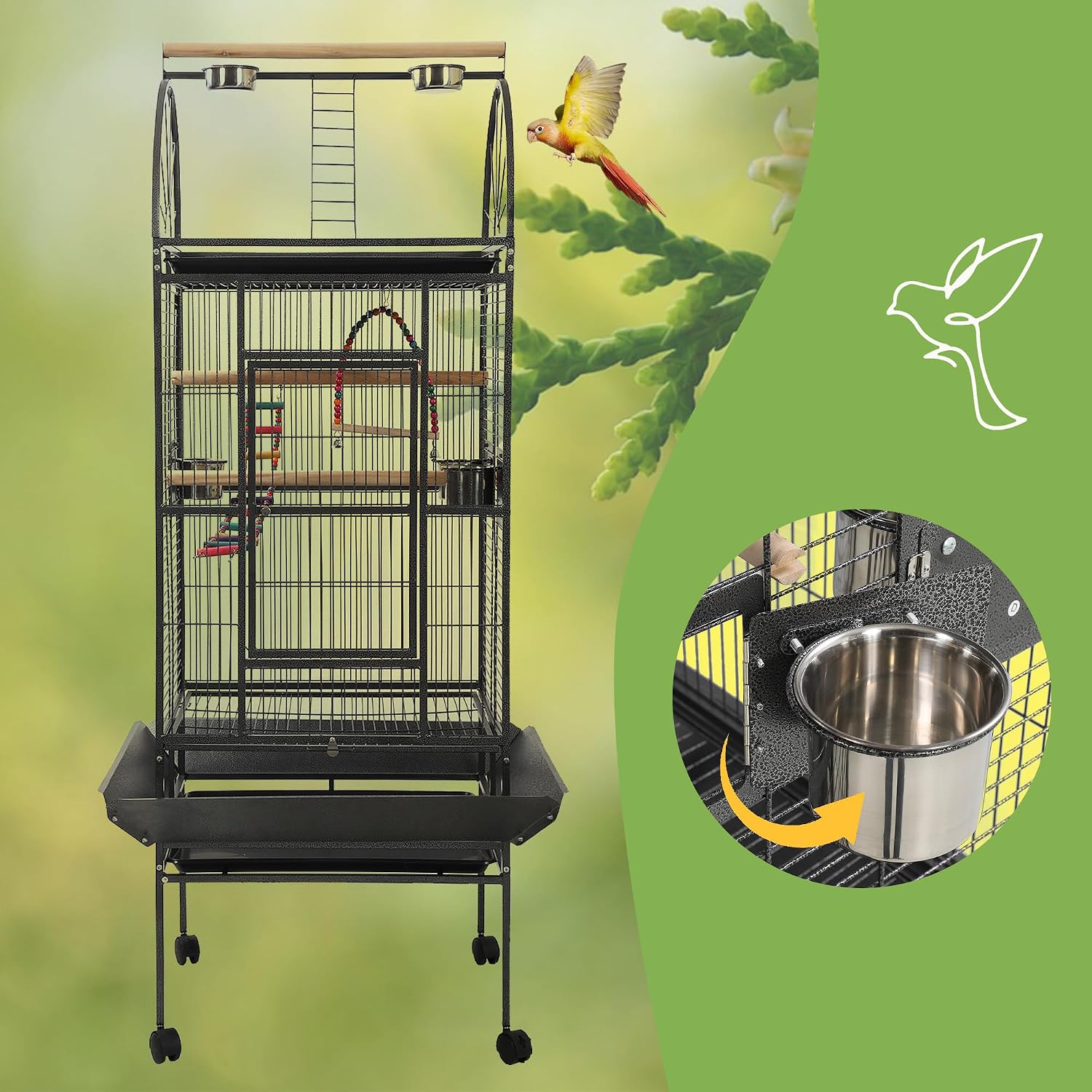 68'' Large Parrot Cage, Large Bird Cages for Parrots,Conure Cage for Birds, Cockatiel Cage with Play