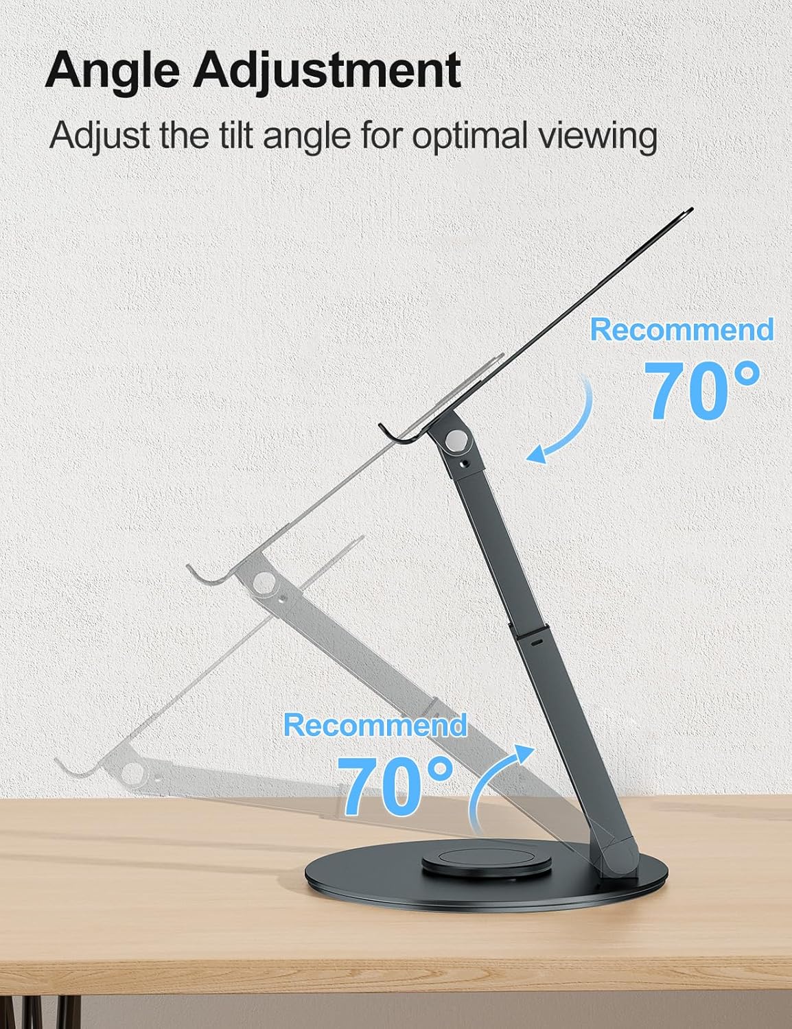 Telescopic Laptop Stand for Desk with 360° Swivel Base, Sit to Stand, Height Adjustable, Portable Riser Holder for