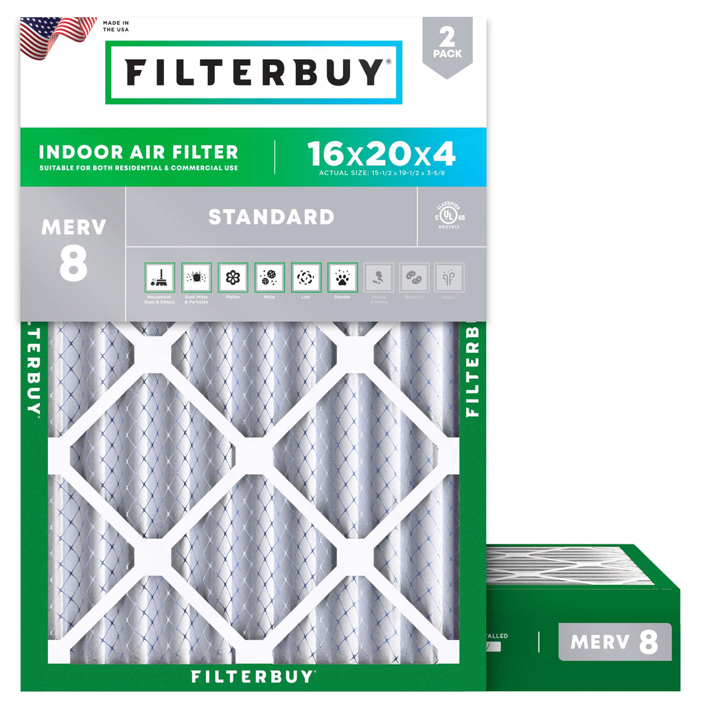 16x20x4 Air Filter MERV 8 Dust & Allergy Defense (2-Pack)
