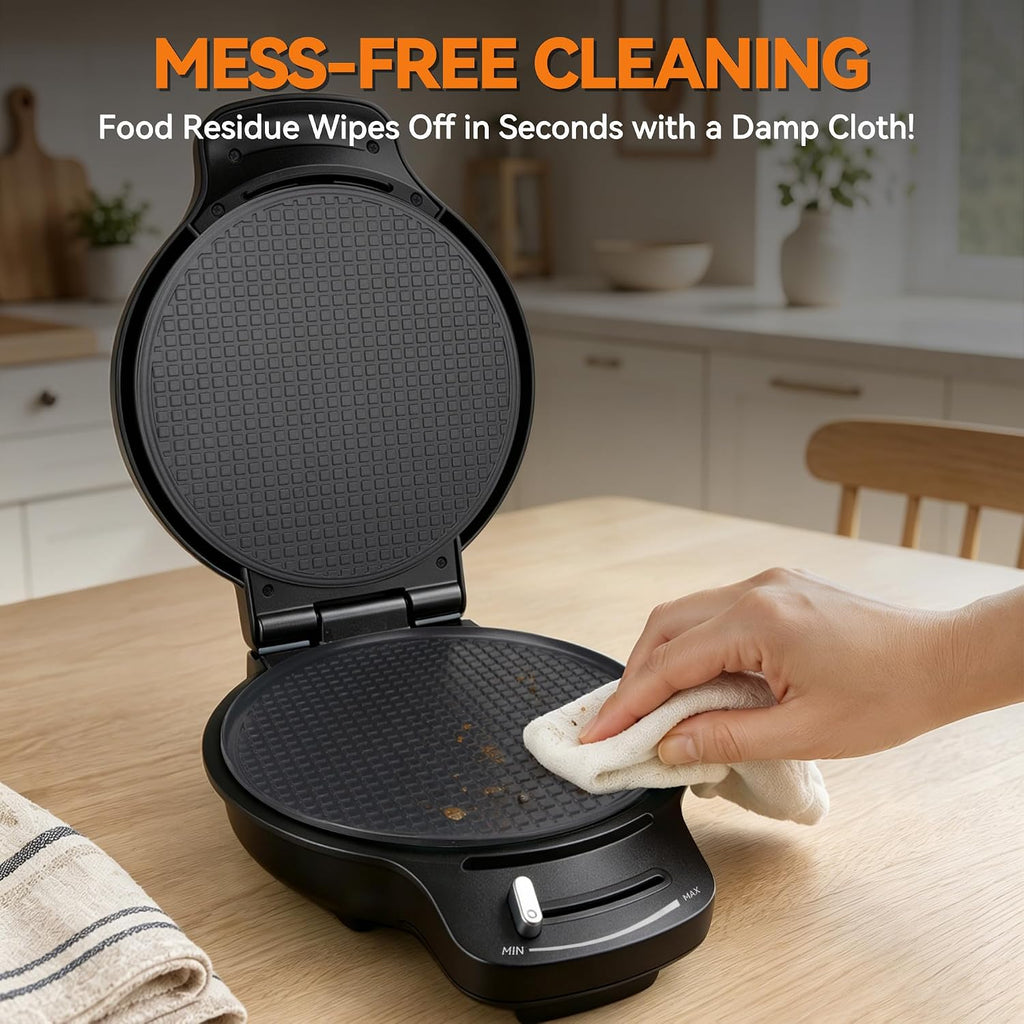 Waffle Cone Maker Machine with Browning Control, 7.5” Ice Cream Cone Maker, Cone Roller & Bowl Press Included,Thin
