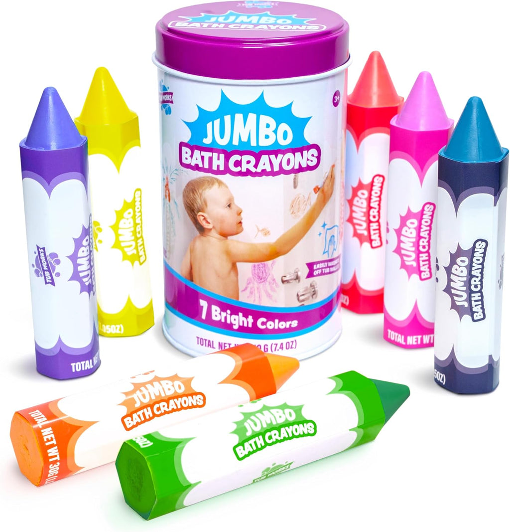 Smooth Jumbo Bath Crayons Bath Toy | Nontoxic, Washable Bath Crayons for Toddlers & Kids | Unique Formula Draws