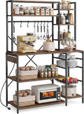 Bakers Rack with Power Outlets, 4-Tier Microwave Stand